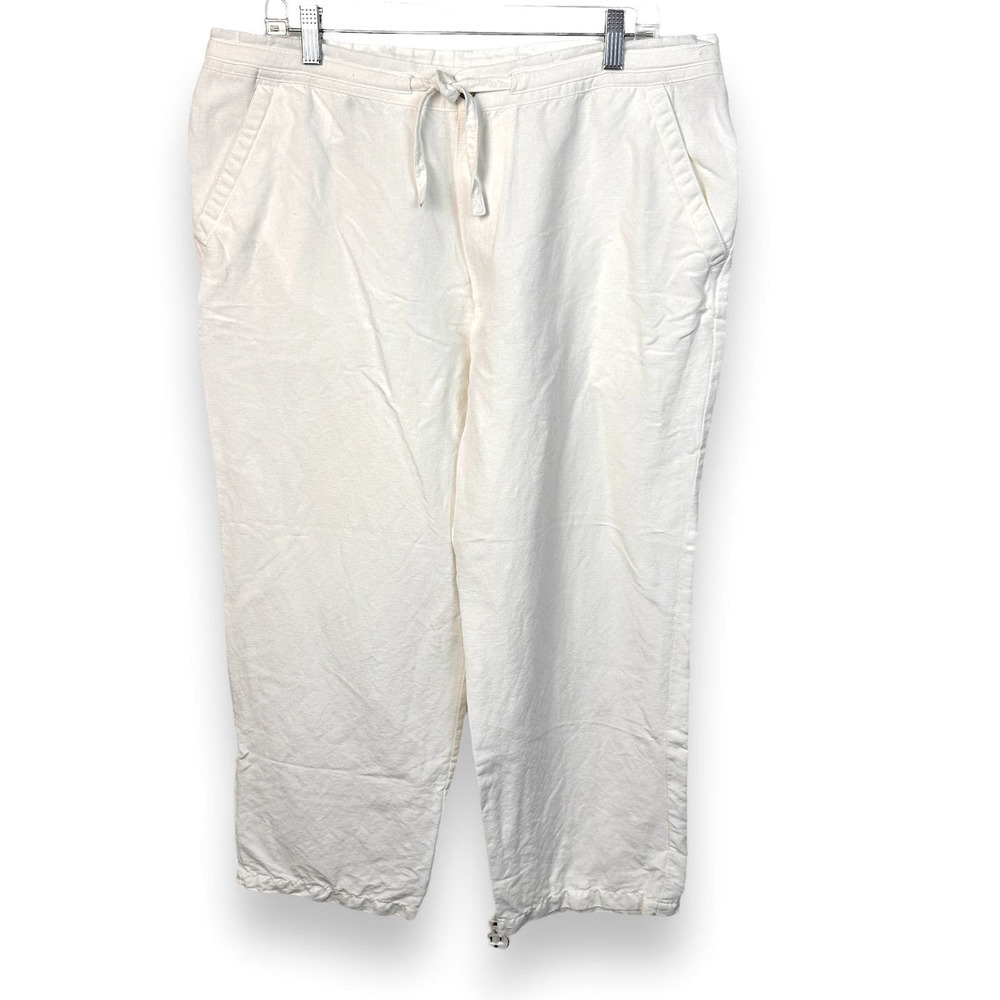 Cubavera Hawaiian Linen Pants White Relaxed Mens Size 36/38 Large